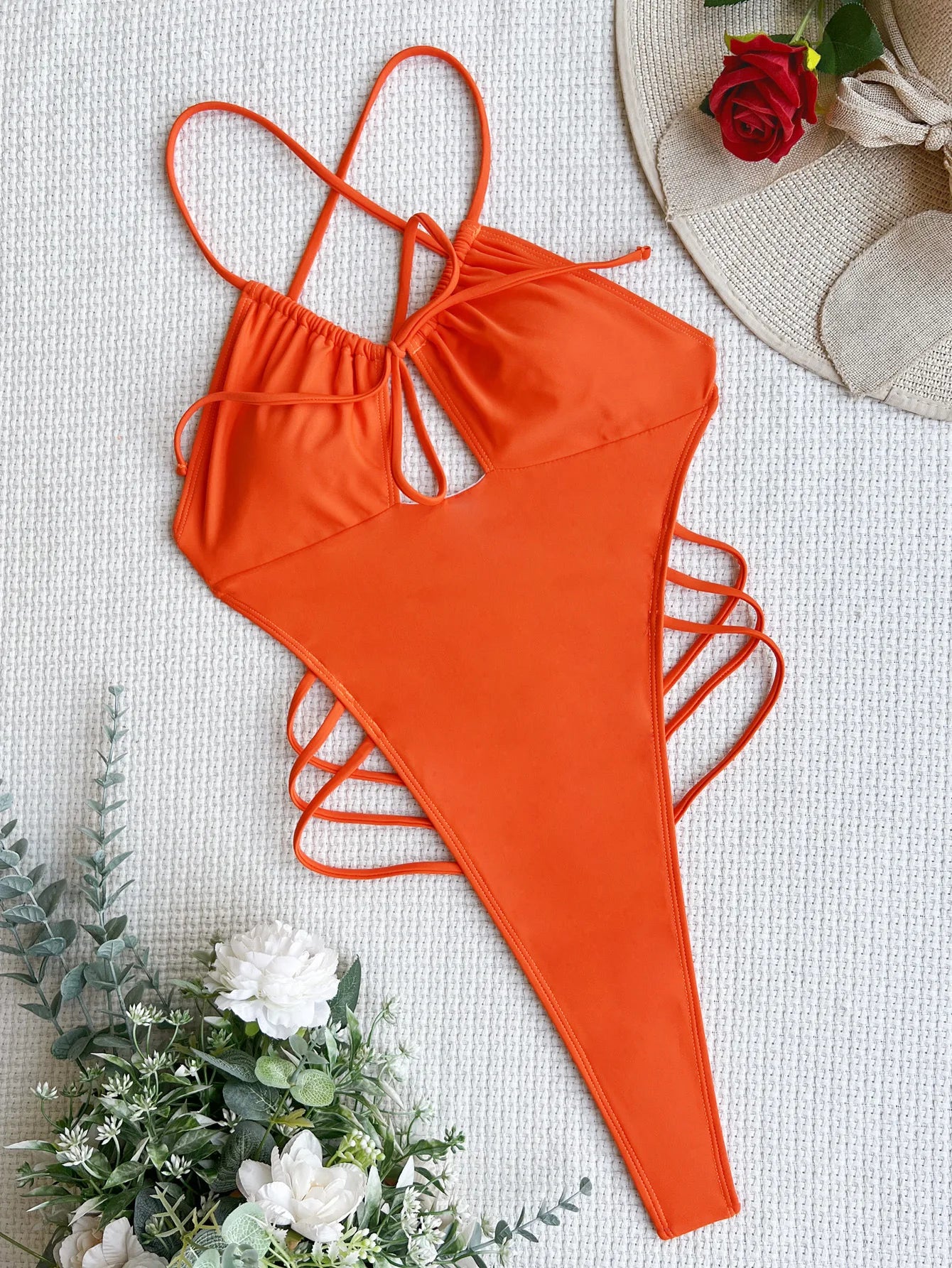 Maiô em duas peças com fio, com cobertura, biquíni sexy, maiô recortado alto, sem costas, roupa de praia para mulheres.