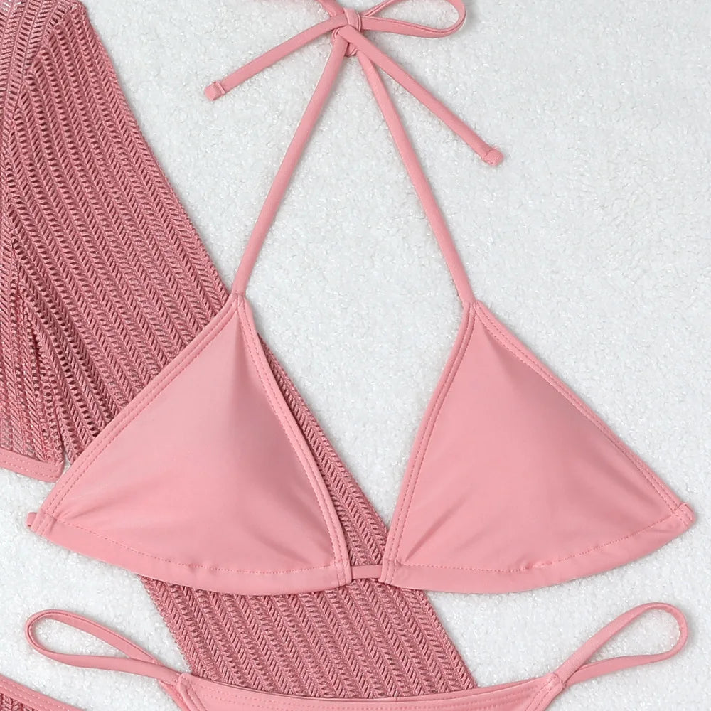 Biquínis Sexy 2025 Trajes de Banho Femininos Conjunto de Biquíni Brasileiro de Três Peças Roupas de Praia Trajes de Banho para a Piscina