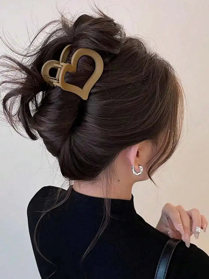 Conjunto de 4 peças de clipe de cabelo em plástico, pequeno, cor matte, formato quadrado, coração, geométrico, clipes de tubarão, clipe de cabelo, acessórios para cabelo feminino