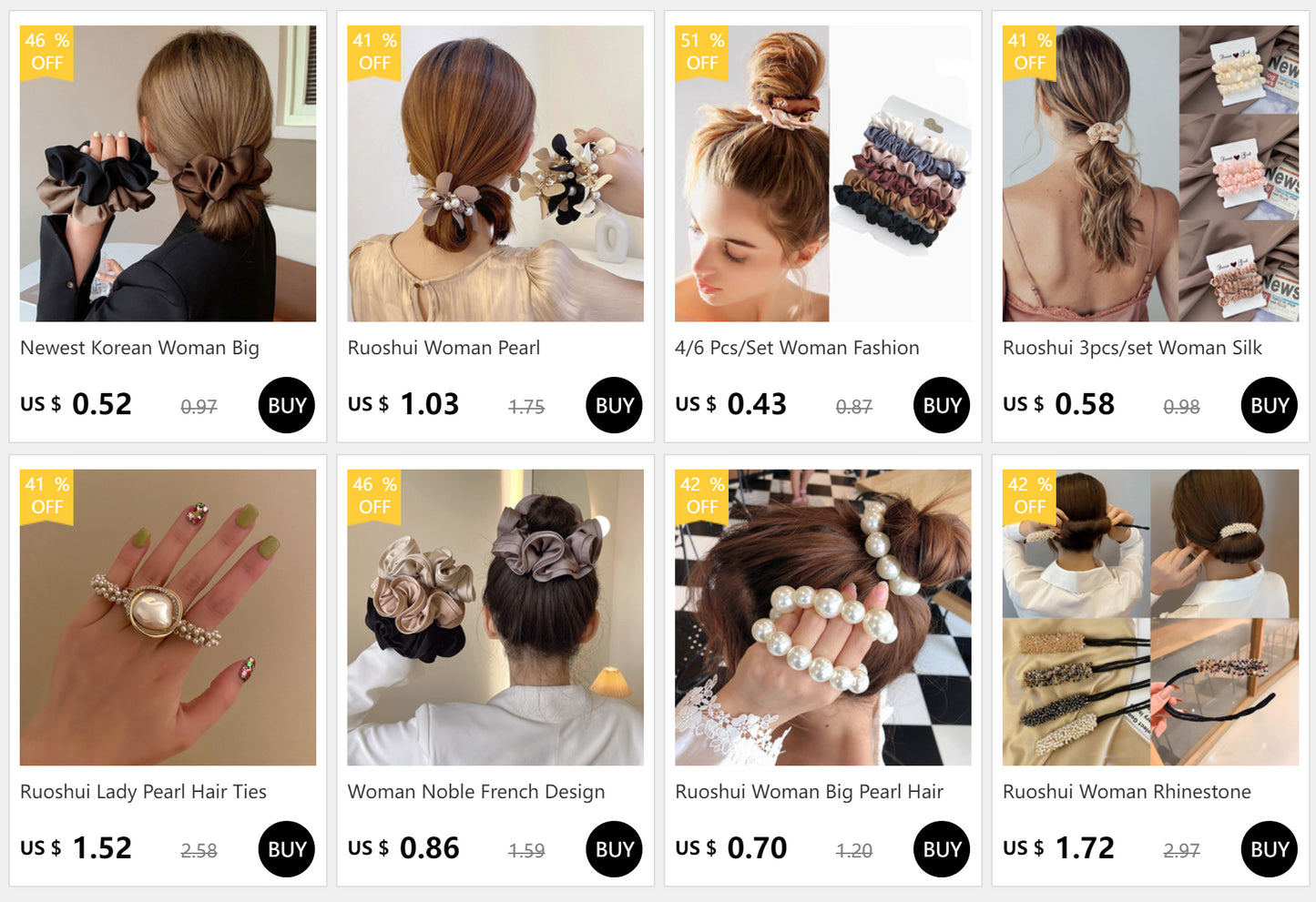 Ruoshui Coelhinhos Lindos Scrunchies Mulher Laços de Cabelo Impressos com Flores, Elásticos para Cabelo, Bandas de Borracha para Cabelo, Acessórios para Coque