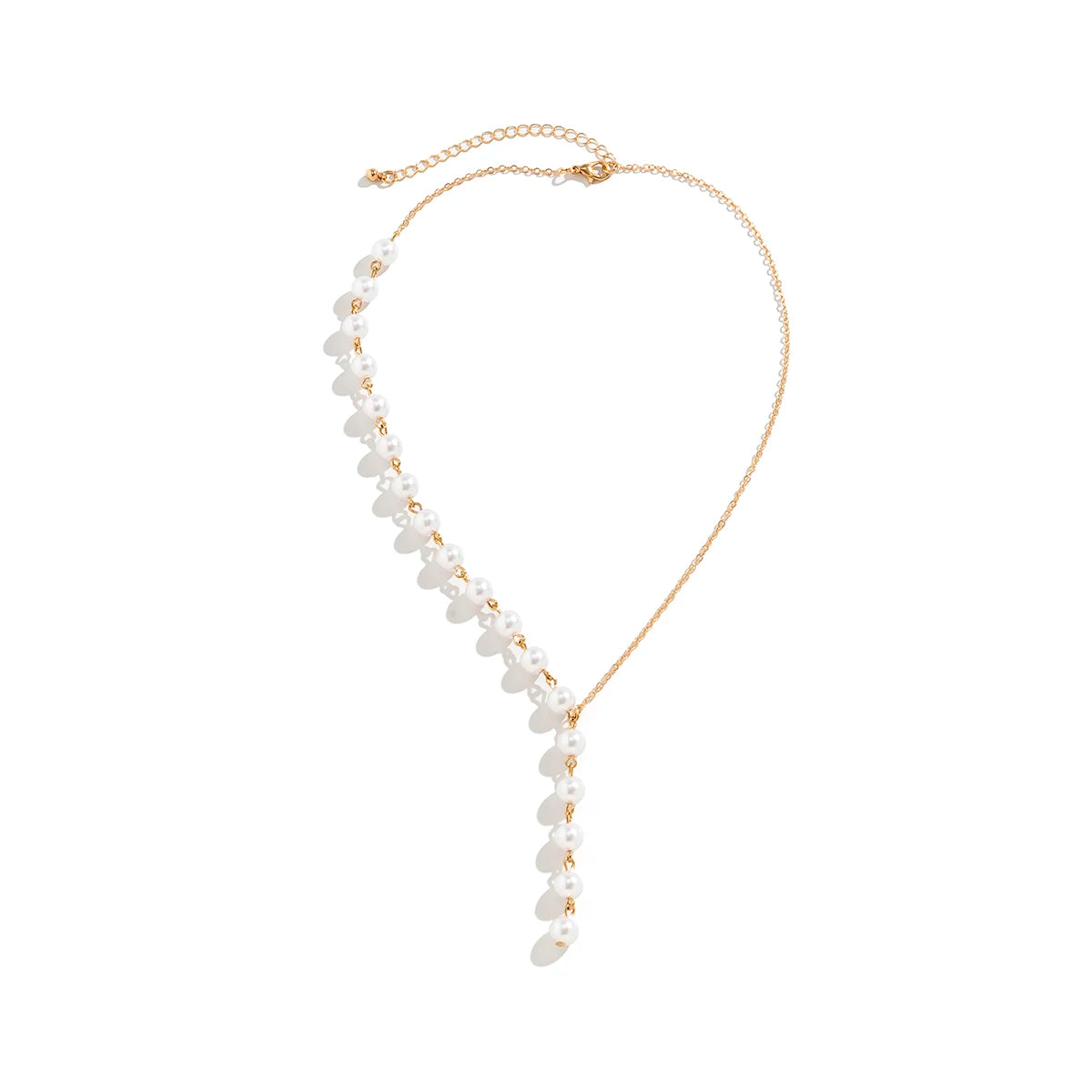 Colar de corrente assimétrica elegante em imitação de pérola Ingemark para mulheres, noivas, acessórios de colar longo Kpop, nova joia