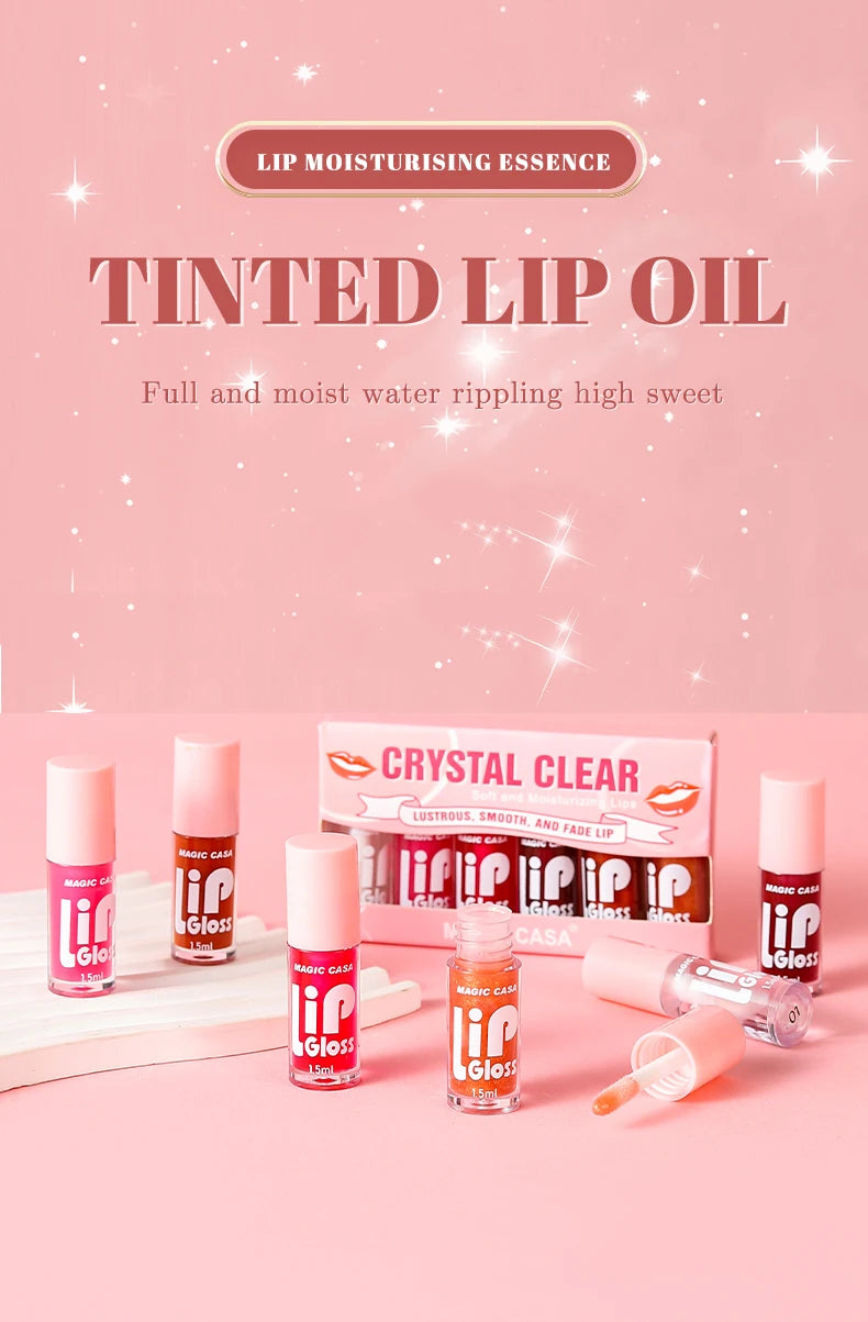 MAGIC CASA 6 peças/conjunto Pequena garrafa Óleo Labial Gel Hidratante de longa duração Hidratante Lábios Líquido Brilhante Suave