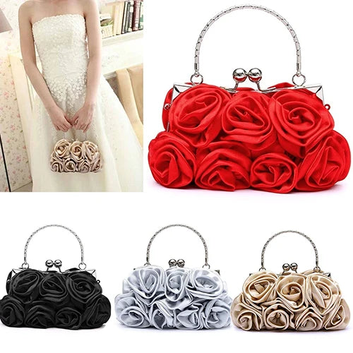 2023 Handbag Women's Tote Bag Rose Flower Pattern Clutch Bags for Women Evening Party Bridal Handbag Bolsa Feminina Bolso Mujer
