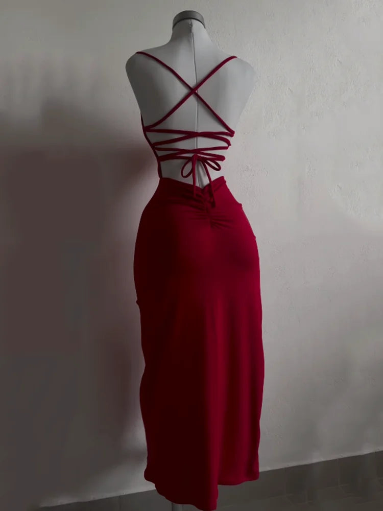 Vestido explosivo novo de verão 2024, com alça halter, bolsa Spice Girl, vestido justo ao corpo