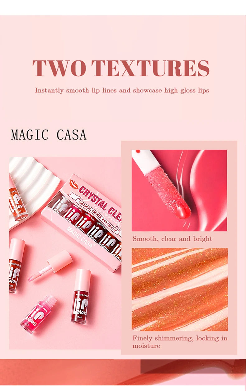 MAGIC CASA 6 peças/conjunto Pequena garrafa Óleo Labial Gel Hidratante de longa duração Hidratante Lábios Líquido Brilhante Suave