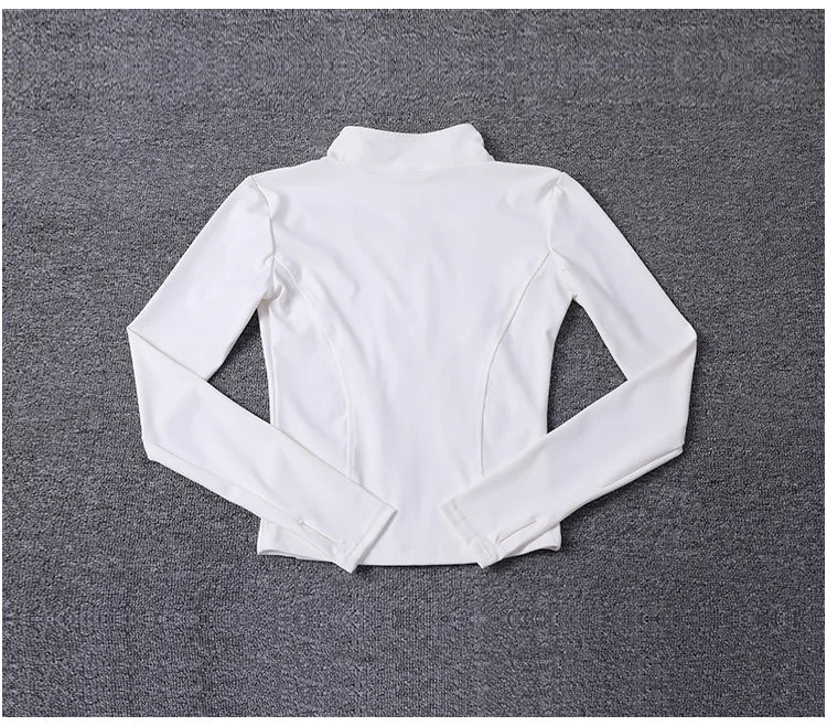Jaqueta Esportiva Feminina de Manga Longa, Camisa de Treino, Casaco para Academia, Roupas de Yoga, Roupas Esportivas