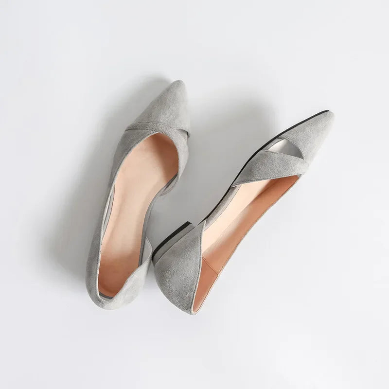 Sapatilhas Femininas Rosa Preto Cor Sólida Tamanho Pequeno 33 34 Grande 41 42 43 44 Couro Suede Bico Fino Sapatos de Escritório para Mulheres com Salto Baixo
