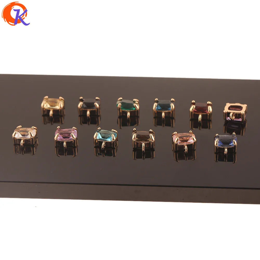 Cordial Design 50Pcs 9*13MM Acessórios de Joias/Feito à Mão/Conectores de Cristal/Forma Quadrada/Fabricação de Joias/Peças para Brincos DIY