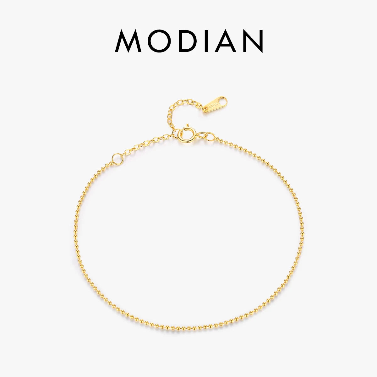 MODIAN Pulseira Ajustável Empilhável de Pequenas Esferas Finas em Prata Esterlina 925 - Presente de Dia dos Namorados para Mulheres - Joias Finas