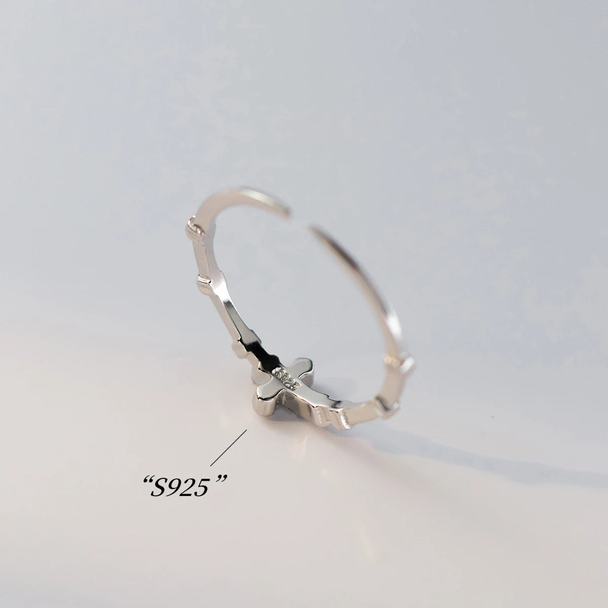 Anel Prata 925 52-59mm Anéis Coreanos para Mulheres Joias de Prata Esterlina 925 Anéis Religiosos de Zircônia Cruz Ajustáveis para Meninas