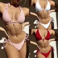 Biquíni sexy de briefs divididos novos, maiô de praia feminino, férias no Brasil