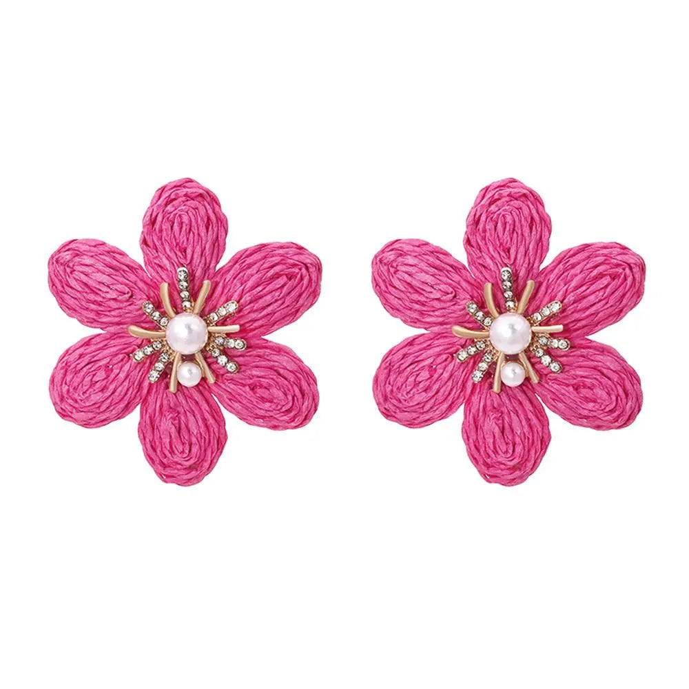 Brinco Feminino Doce Romântico de Primavera, Brincos de Metal em Liga com Flor, Brincos de Stud de Resina Colorida