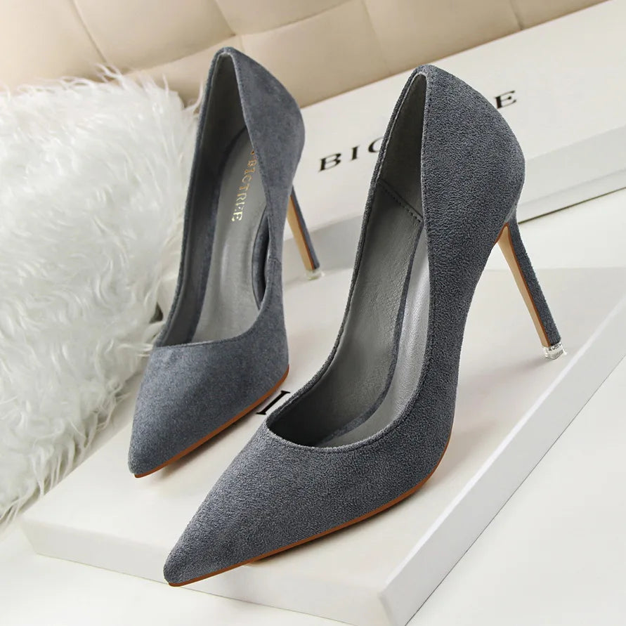 Mulheres Sapatos de Salto Alto 9cm Amarelo Bordô, Bombas Tamanho Plus, Stripper de Camurça, Escarpins para Casamento e Noivas, Scarpins Verde Azul para Festas