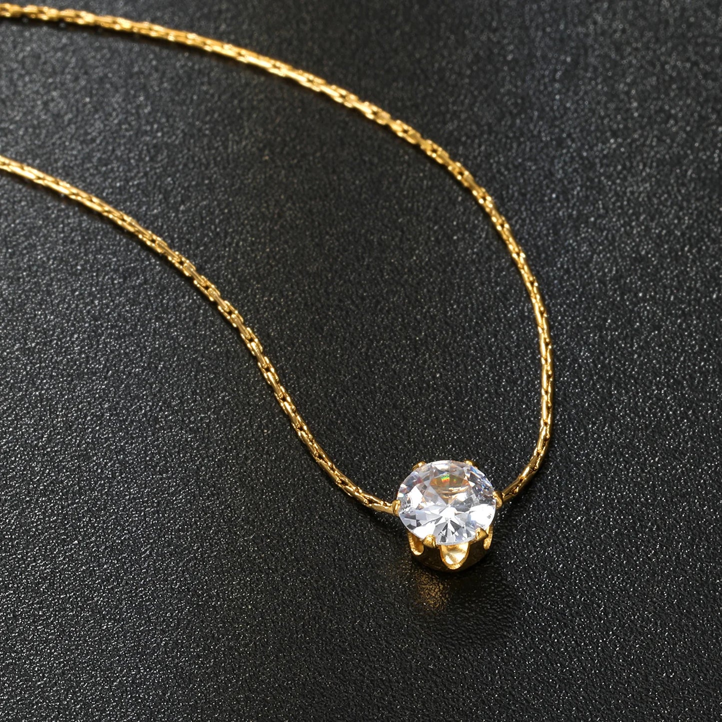 Colar de Pingente Redondo de Zirconia Cúbica de Aço Inoxidável ASONSTEEL para Mulheres, Joias Minimalistas Charmosas, Design Brilhante como Presente
