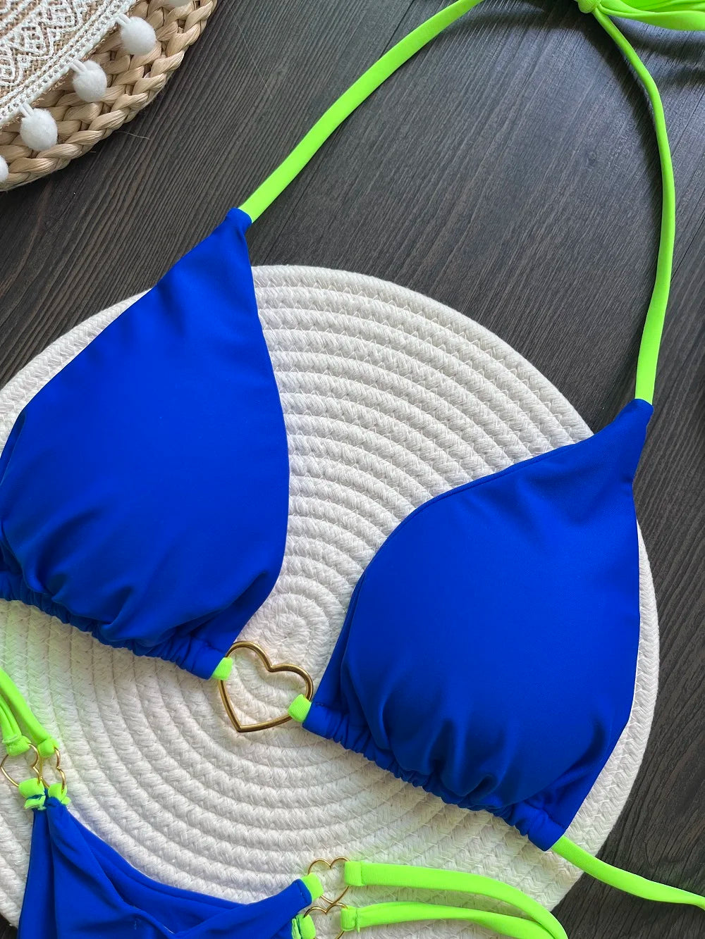 Conjunto de Biquíni Sexy Halter de Cor Sólida RUOTONSEPT, maiô feminino de duas peças, com triângulo e fio dental, traje de banho estilo brasileiro.