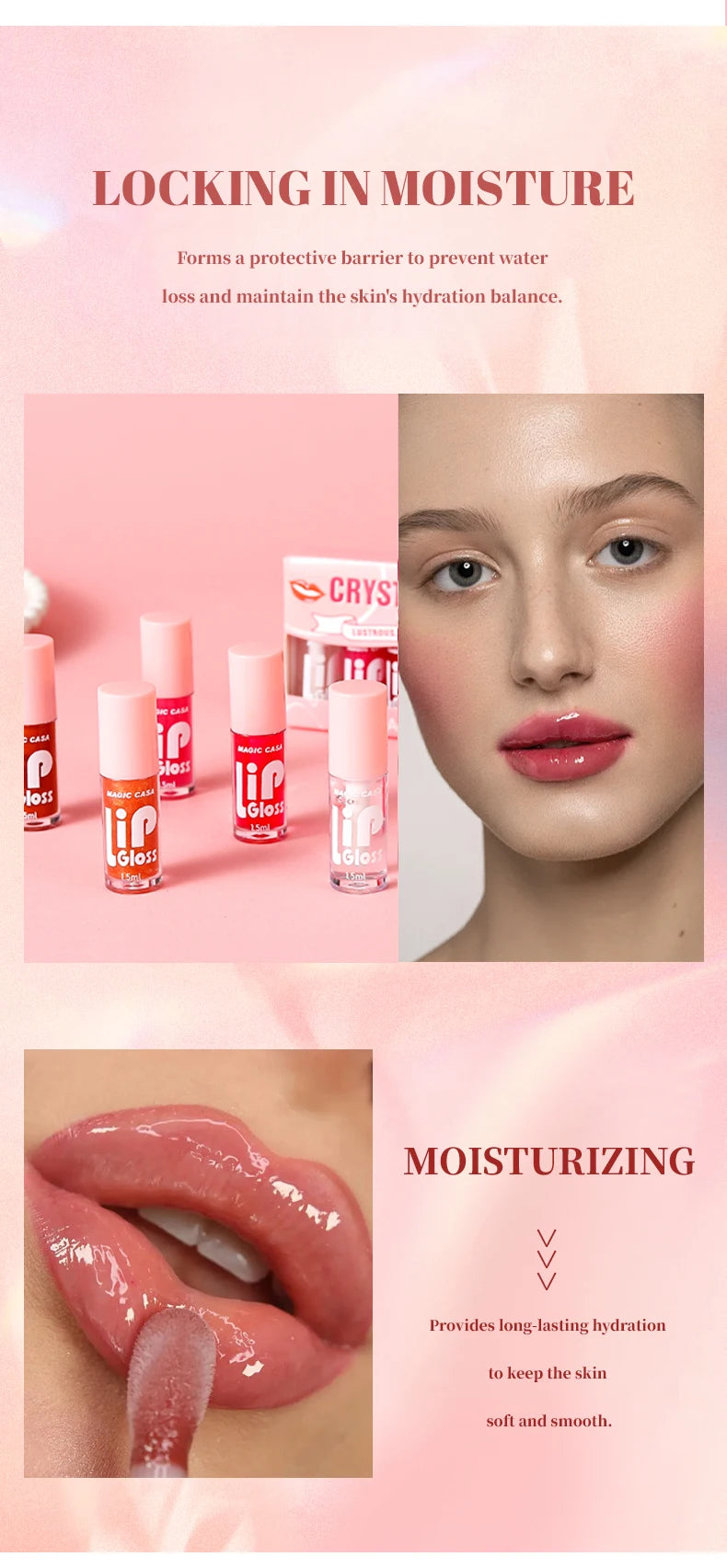 MAGIC CASA 6 peças/conjunto Pequena garrafa Óleo Labial Gel Hidratante de longa duração Hidratante Lábios Líquido Brilhante Suave