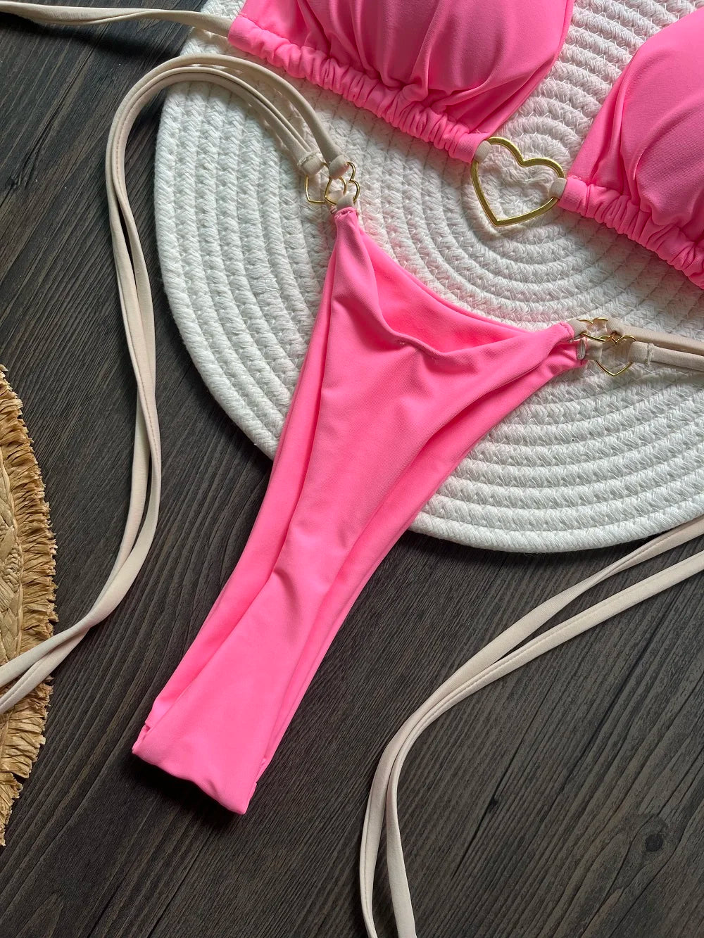 Conjunto de Biquíni Sexy Halter de Cor Sólida RUOTONSEPT, maiô feminino de duas peças, com triângulo e fio dental, traje de banho estilo brasileiro.