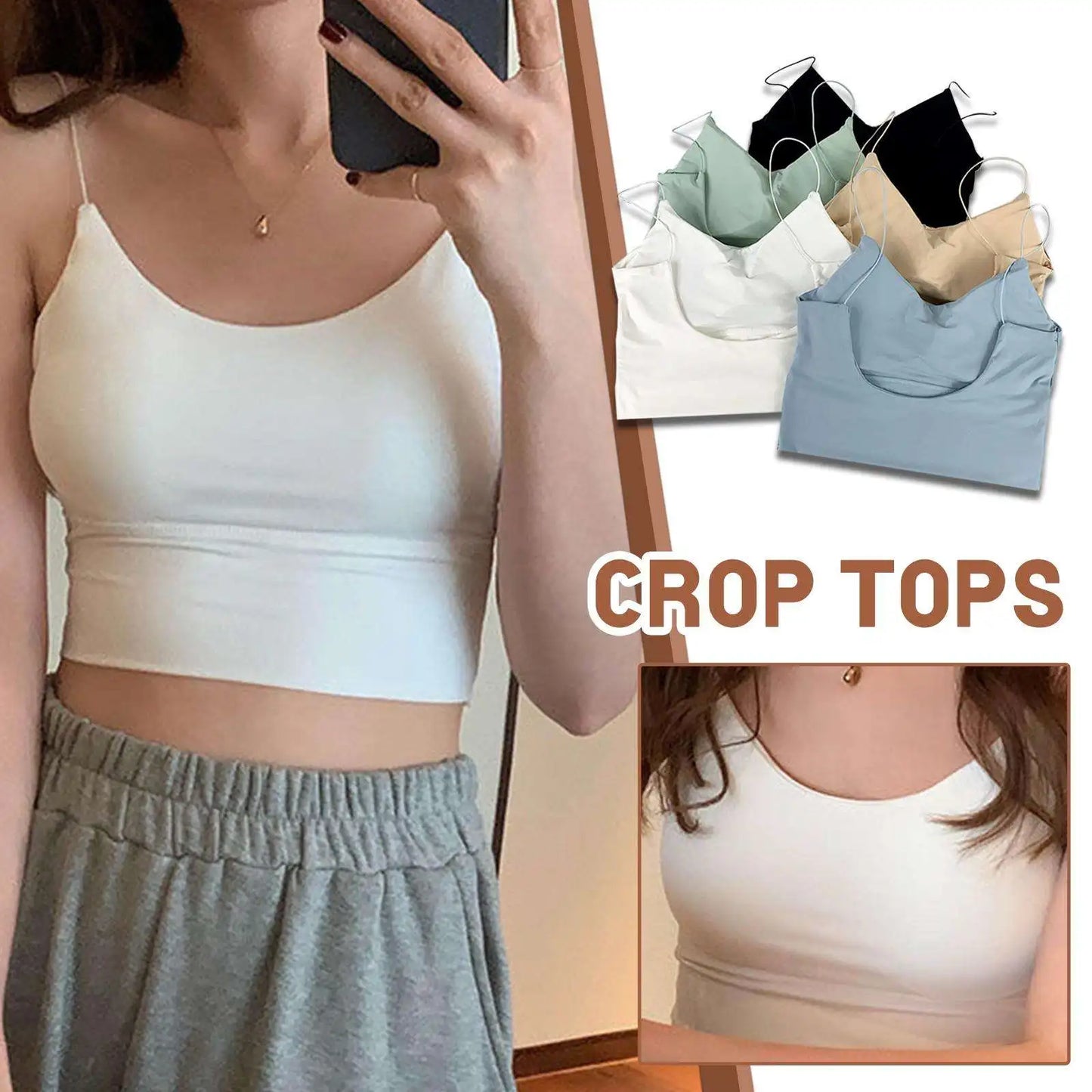 1 peça de Camisola Sem Costura em Tecido de Seda Gelada para Mulheres - Top Esportivo Sem Fios com Sutiã Almofadado Bralette