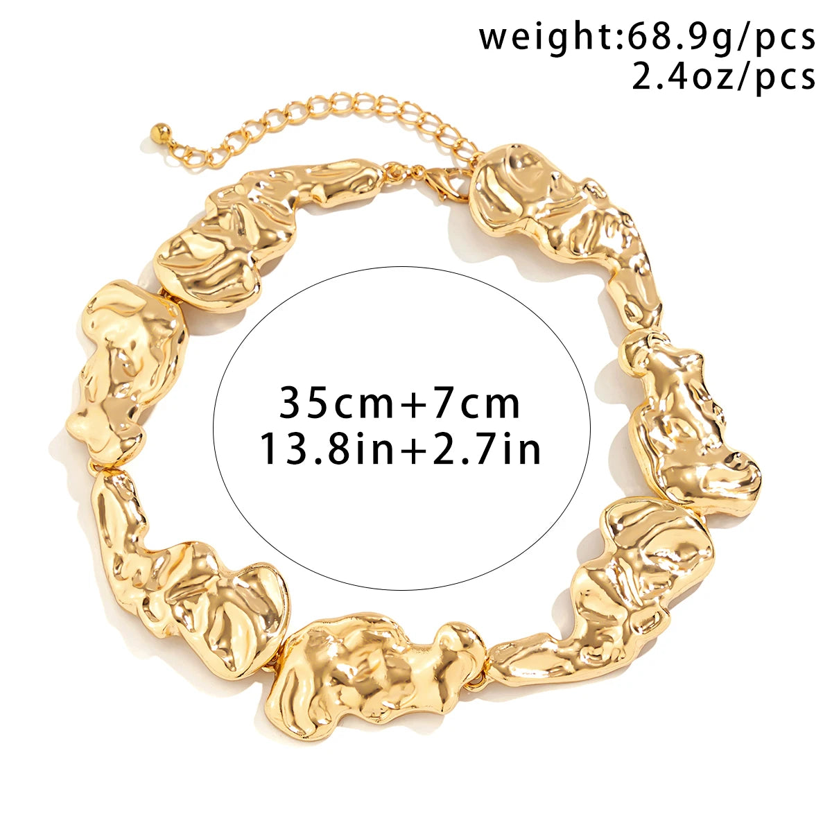 Colar de corrente metálica irregular em forma exagerada para mulheres, colar choker de metal pesado, joia para festa, presente para garotas.