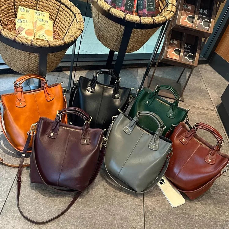 RanHuang New Arrive Women's Fashion Handbags High Quality Genuine Leather Shoulder Bags Large Bucket Bags Designer Handbags
