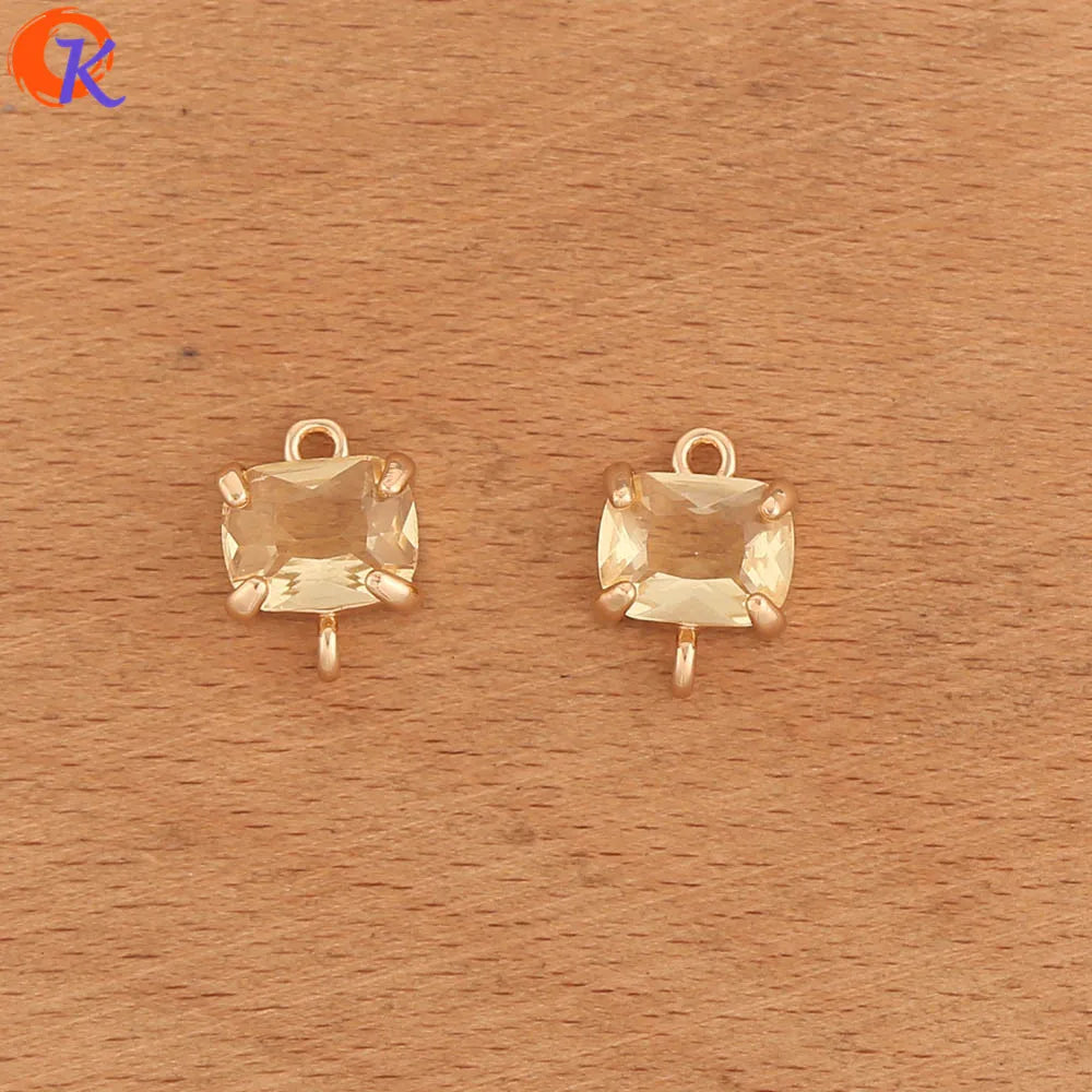 Cordial Design 50Pcs 9*13MM Acessórios de Joias/Feito à Mão/Conectores de Cristal/Forma Quadrada/Fabricação de Joias/Peças para Brincos DIY