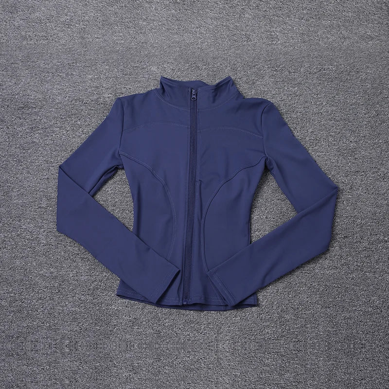 Jaqueta Esportiva Feminina de Manga Longa, Camisa de Treino, Casaco para Academia, Roupas de Yoga, Roupas Esportivas