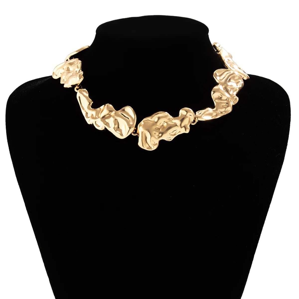 Colar de corrente metálica irregular em forma exagerada para mulheres, colar choker de metal pesado, joia para festa, presente para garotas.