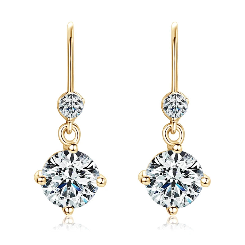 Brinco de Moissanita Lnngy de 6,5mm Ohrringe Prata 925 Brinco de Pino para Meninas Mulheres Joia de Casamento Brilhante Presente