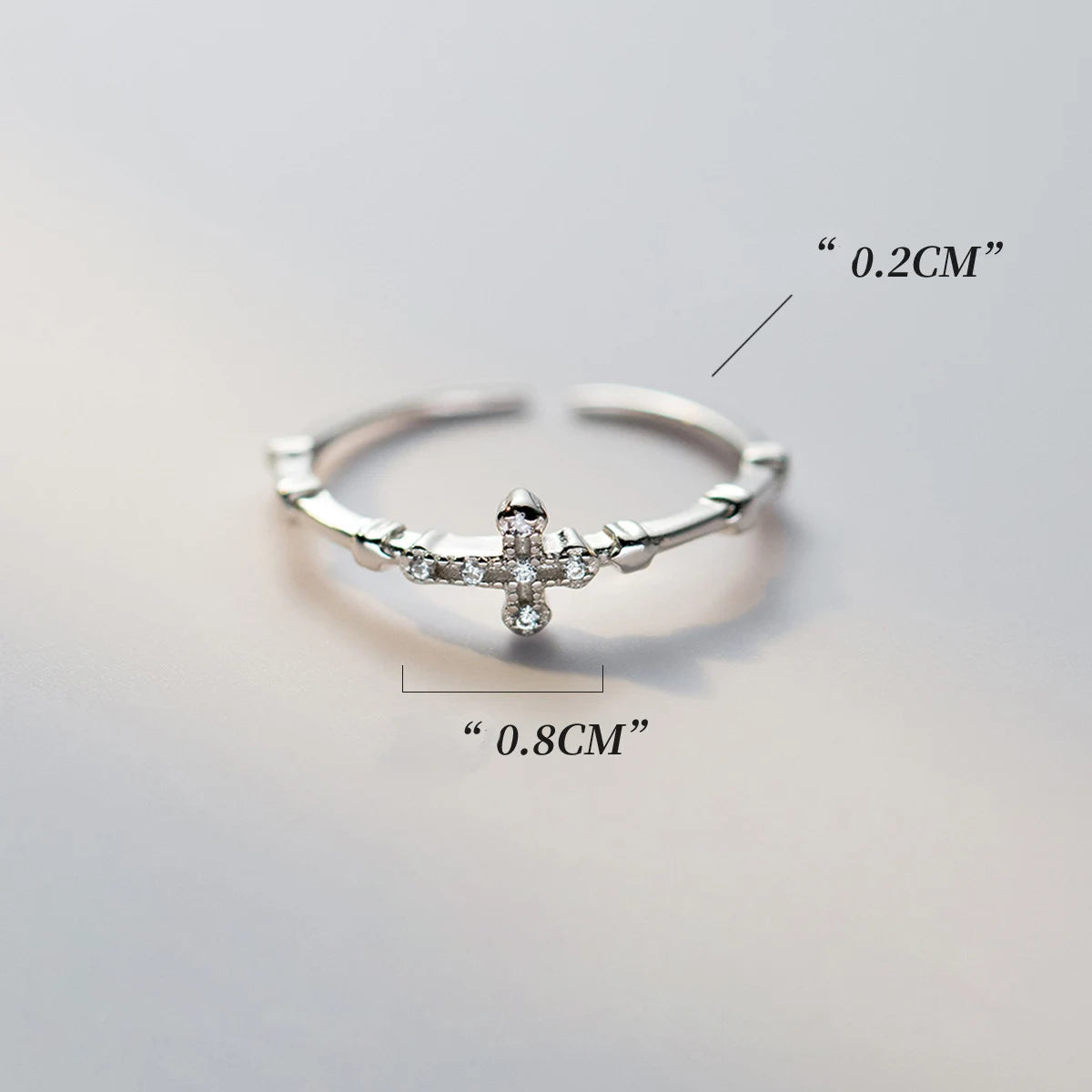 Anel Prata 925 52-59mm Anéis Coreanos para Mulheres Joias de Prata Esterlina 925 Anéis Religiosos de Zircônia Cruz Ajustáveis para Meninas