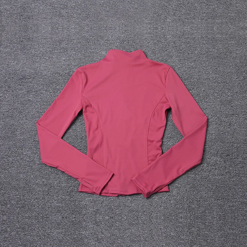 Jaqueta Esportiva Feminina de Manga Longa, Camisa de Treino, Casaco para Academia, Roupas de Yoga, Roupas Esportivas