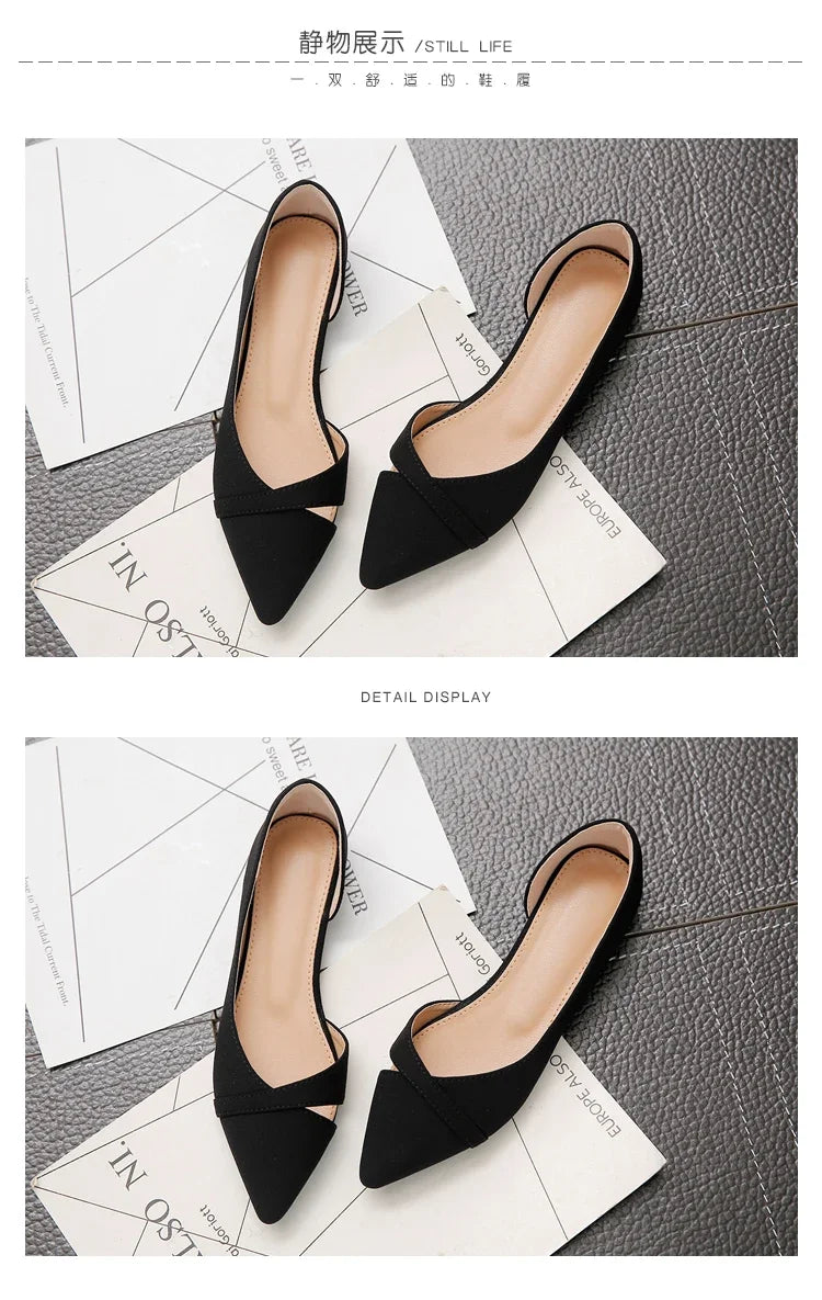Sapatilhas Femininas Rosa Preto Cor Sólida Tamanho Pequeno 33 34 Grande 41 42 43 44 Couro Suede Bico Fino Sapatos de Escritório para Mulheres com Salto Baixo