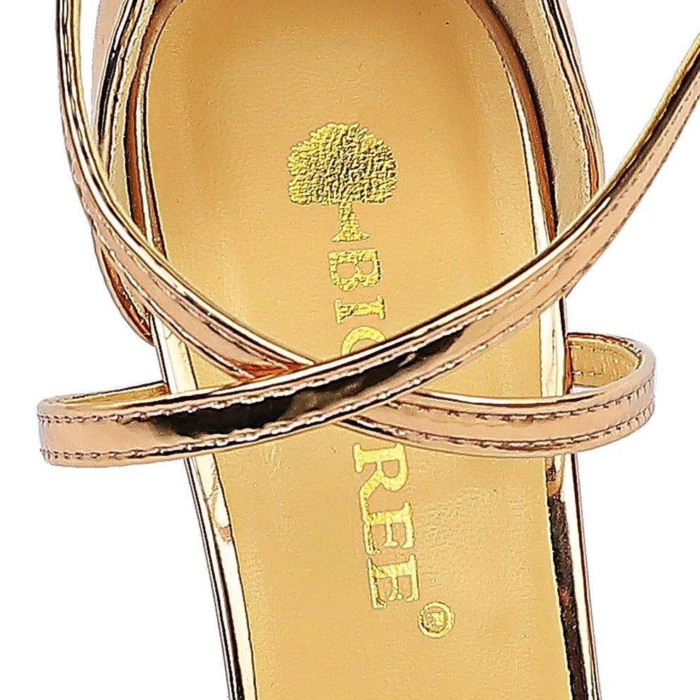 Sandálias gladiadoras femininas com salto alto de 8cm e 11cm, rasteirinhas de verão, sapatos stiletto de stripper em ouro champanhe.