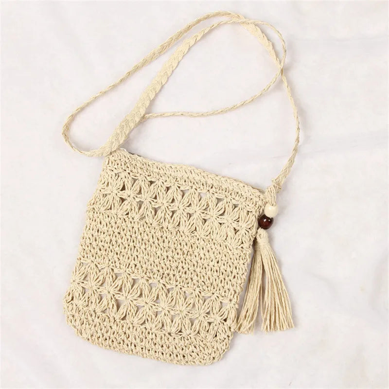 New Half Round Straw Bags for Women Summer Beach Rattan Bag Handmade Woven Half Moon Crossbody Handbags Bohemia