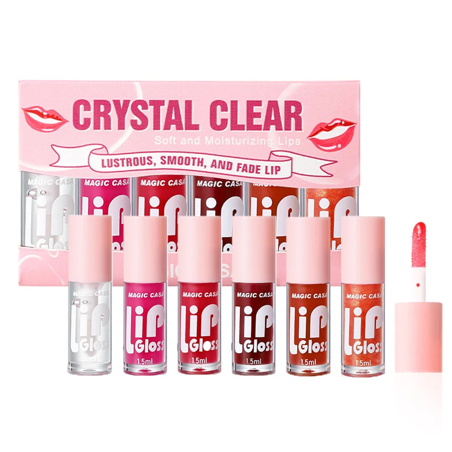 MAGIC CASA 6 peças/conjunto Pequena garrafa Óleo Labial Gel Hidratante de longa duração Hidratante Lábios Líquido Brilhante Suave