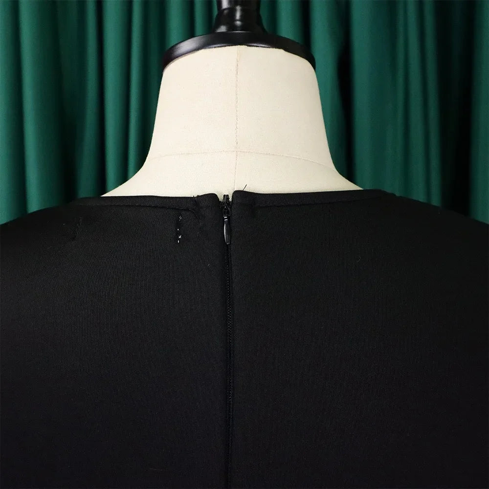 Vestidos Elegantes para Mulher 2024, Decote em O, Manga Curta, Cintura Alta, Pregas, Midi Luxuoso para Festas de Aniversário e Jantares