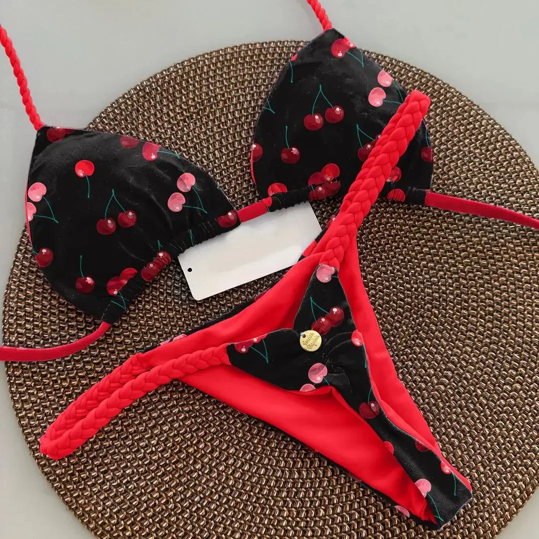 Novo Biquíni Feminino Sunga de Praia Férias Roupa de Banho Conjunto de Biquíni Estampado de Leopardo Roupa de Praia Sunga Biquíni
