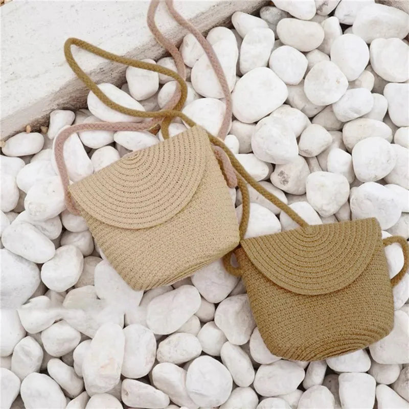 New Half Round Straw Bags for Women Summer Beach Rattan Bag Handmade Woven Half Moon Crossbody Handbags Bohemia