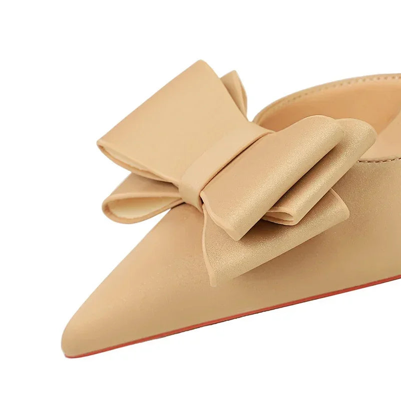 Saltos Altos Femininos de 10,5 cm 2024, Bombas Laterais Vazadas Doces Coreanas, Salto Kawaii com Laço em Verde e Roxo, Sapatos de Seda Satin para Festa e Formatura