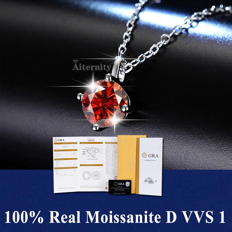 Colar de Pingente de Moissanita em Prata 925 com 6 Garras para Mulheres Design Moderno Cor D VVS Aprovado no Teste de Diamante Joia com caixa GRA