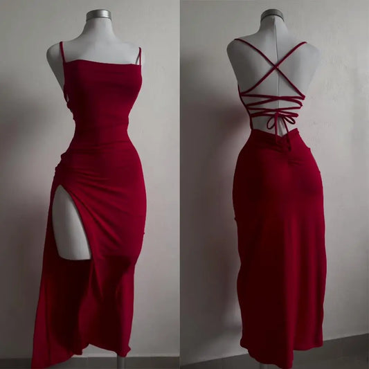 Vestido explosivo novo de verão 2024, com alça halter, bolsa Spice Girl, vestido justo ao corpo