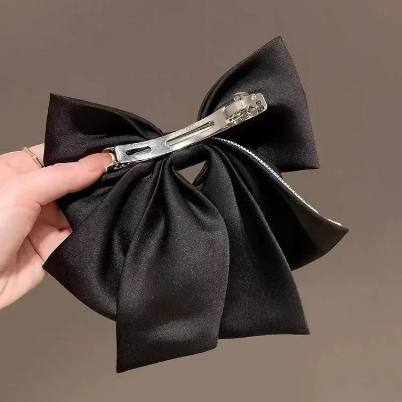 Clipes de cabelo de laço de fita retro, cor sólida, grampos de cabelo com cristal, clipe de coque elegante, tiara, acessórios de cabelo para festa de casamento i-Remiel