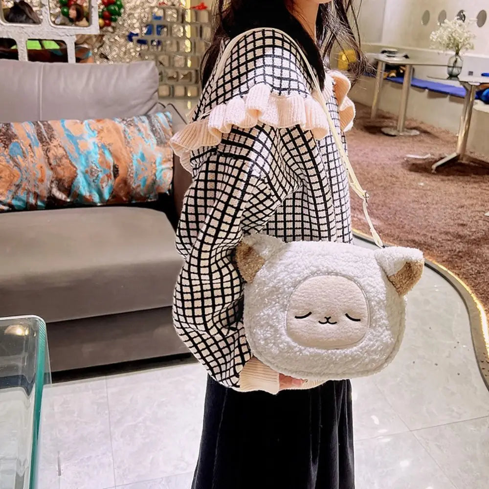 New Fashion Polyester Phone Purse Women Girls Kawaii Plush Shoulder Bag Small Crossbody Bag Outdoor Shopping Accessories