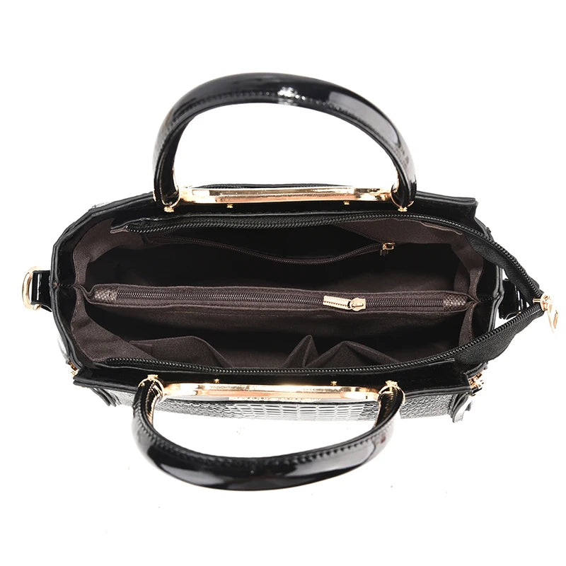 Chic Crocodile Pattern Faux Leather Crossbody Bag With Adjustable Strap - Elegant Women's Shoulder Purse For Daily Use