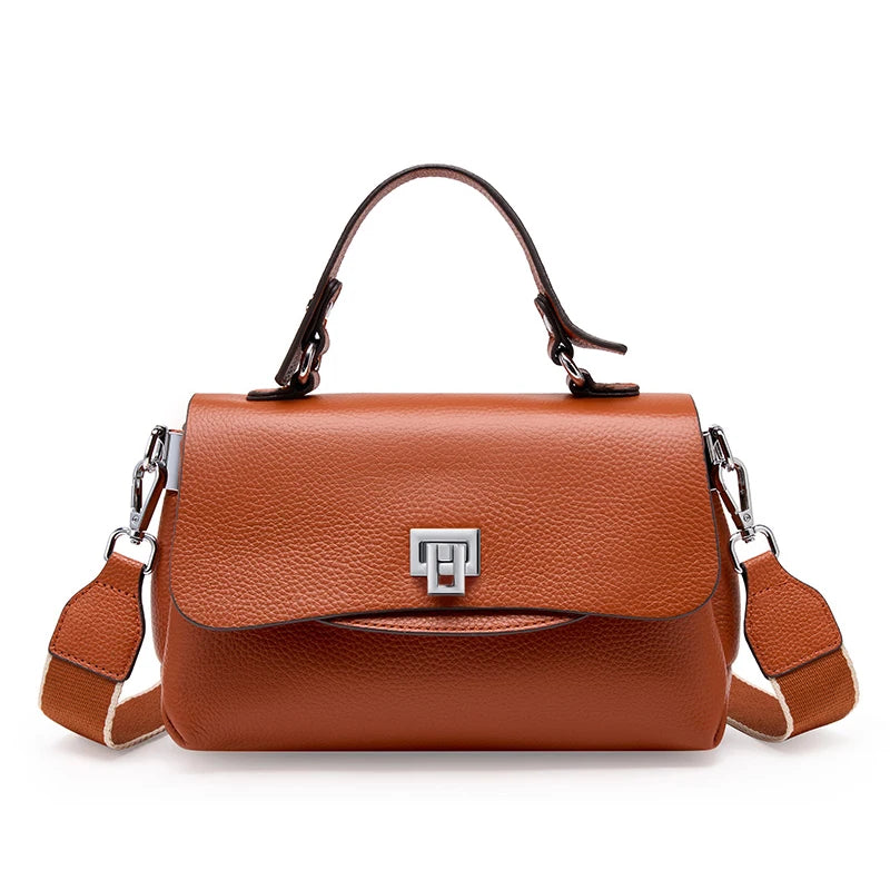 Zency Women's Genuine Leather Top-Handle Bag Simple Fashion Envelope Luxury Brand Shoulder Handbag Small Crossbody for Female
