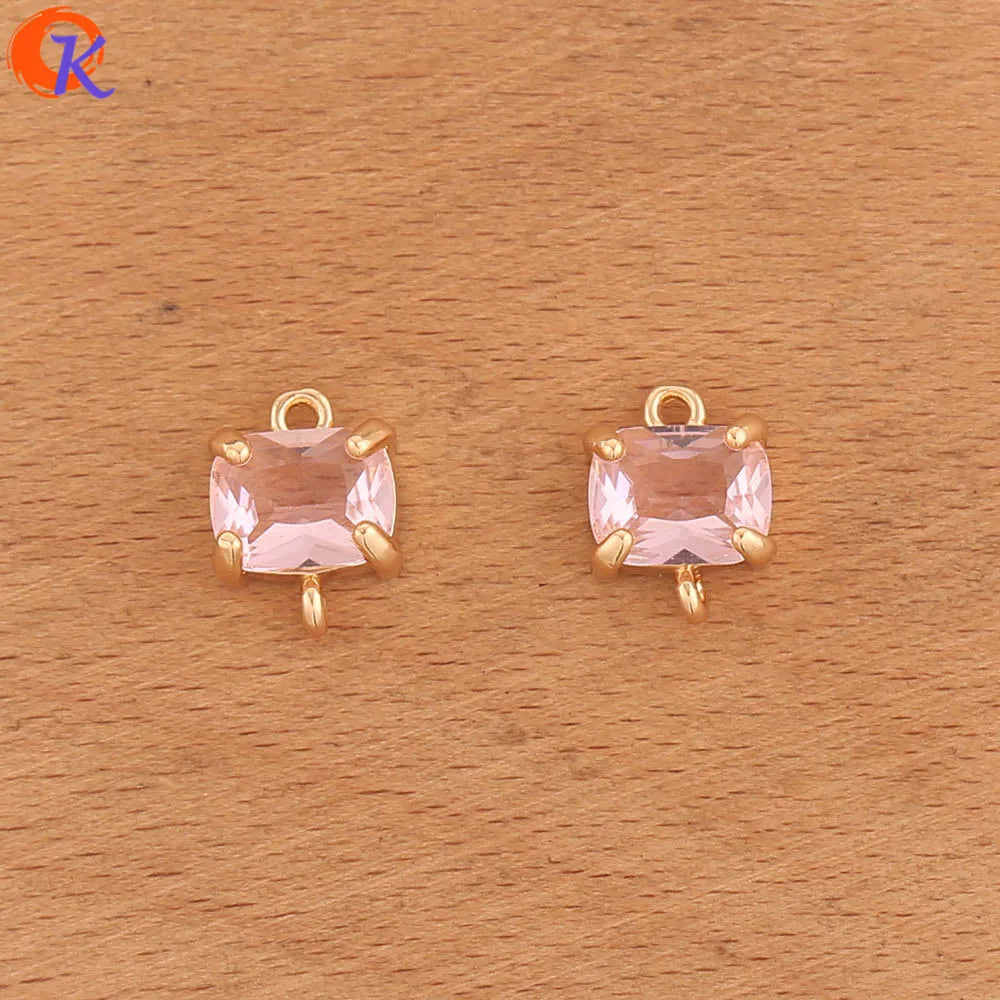 Cordial Design 50Pcs 9*13MM Acessórios de Joias/Feito à Mão/Conectores de Cristal/Forma Quadrada/Fabricação de Joias/Peças para Brincos DIY