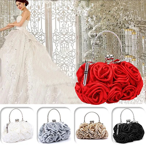 2023 Handbag Women's Tote Bag Rose Flower Pattern Clutch Bags for Women Evening Party Bridal Handbag Bolsa Feminina Bolso Mujer