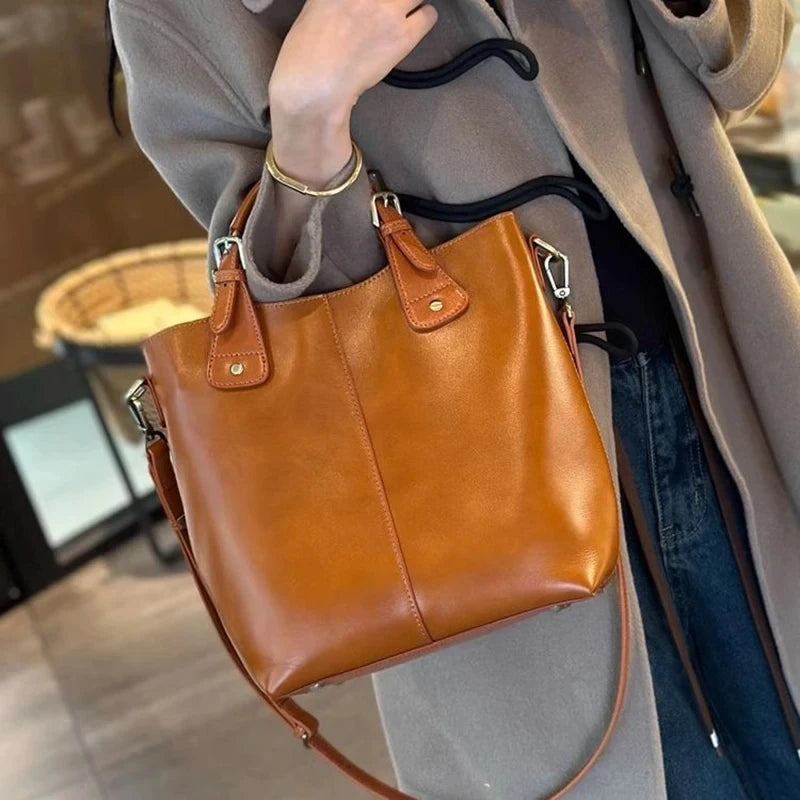 RanHuang New Arrive Women's Fashion Handbags High Quality Genuine Leather Shoulder Bags Large Bucket Bags Designer Handbags