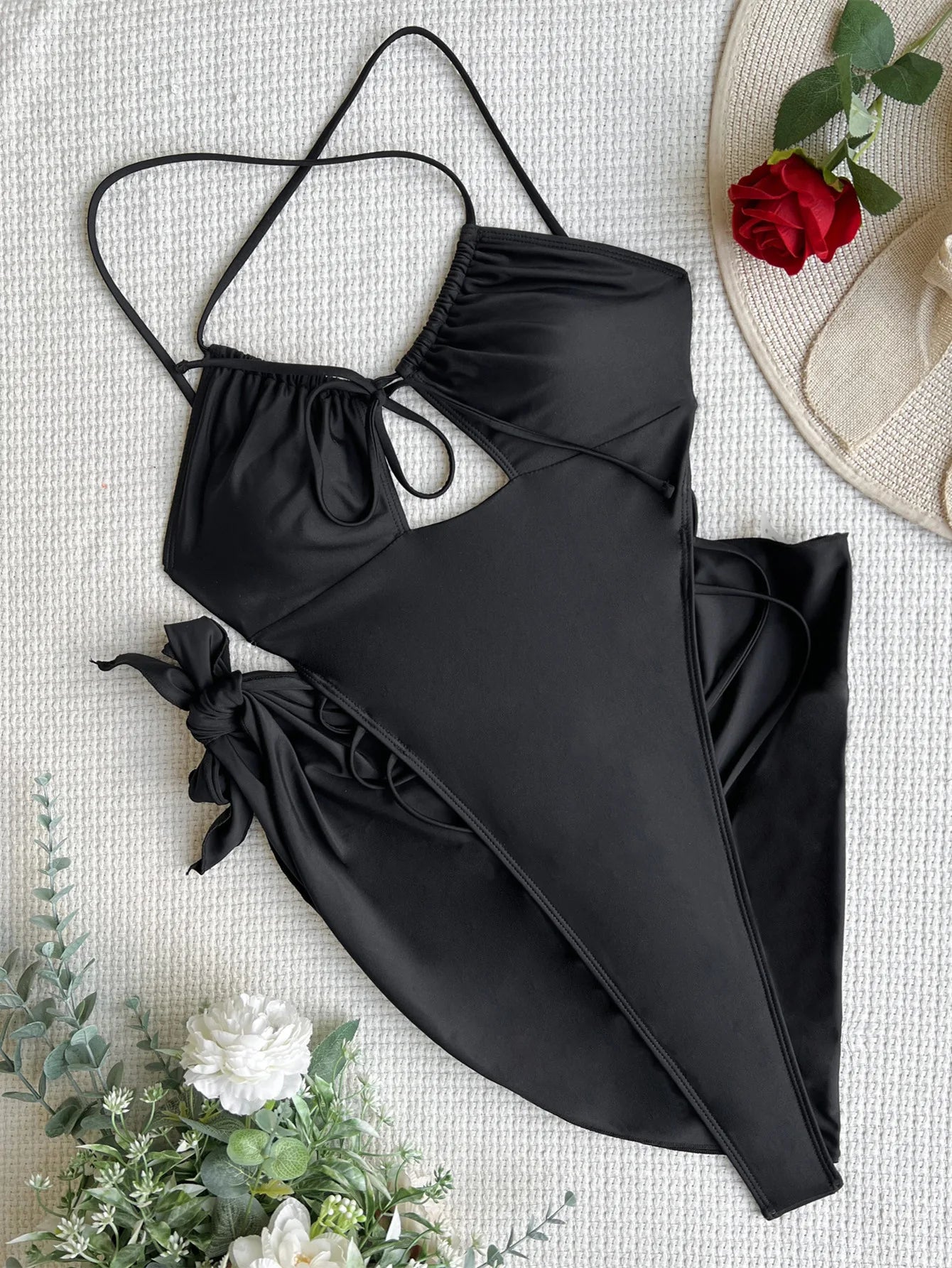 Maiô em duas peças com fio, com cobertura, biquíni sexy, maiô recortado alto, sem costas, roupa de praia para mulheres.