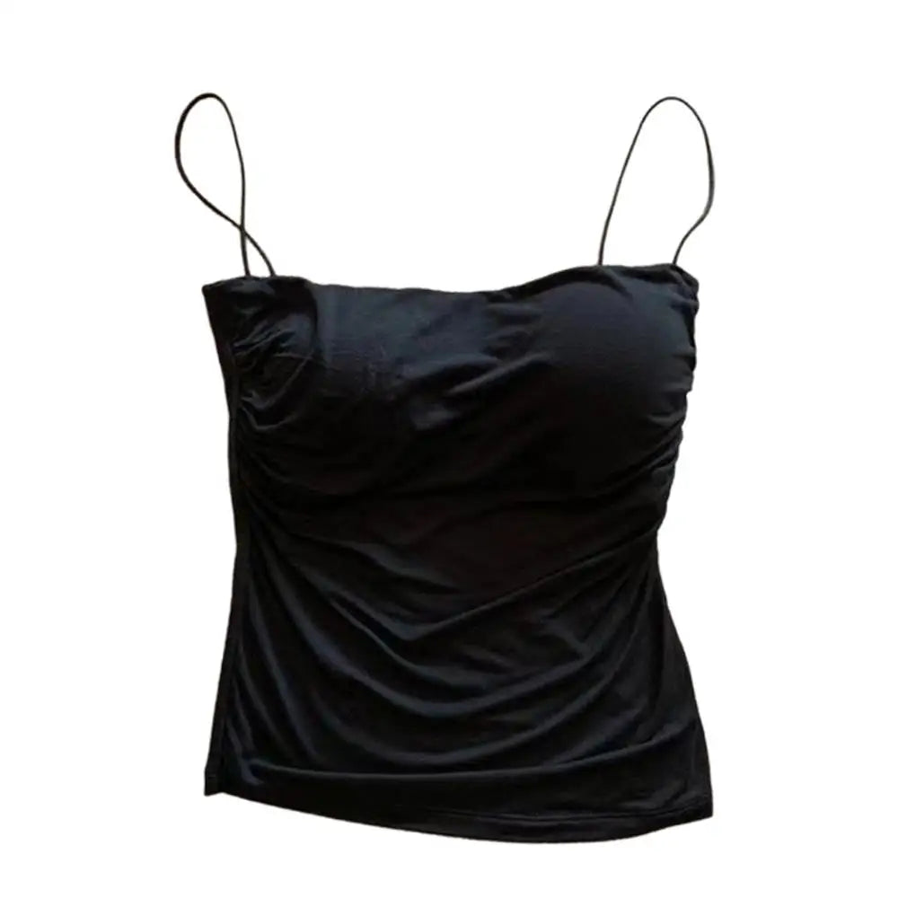 Top Crop de Algodão Sem Mangas para Mulheres - Camisole de Alças Finas, Melhor Base para Meninas