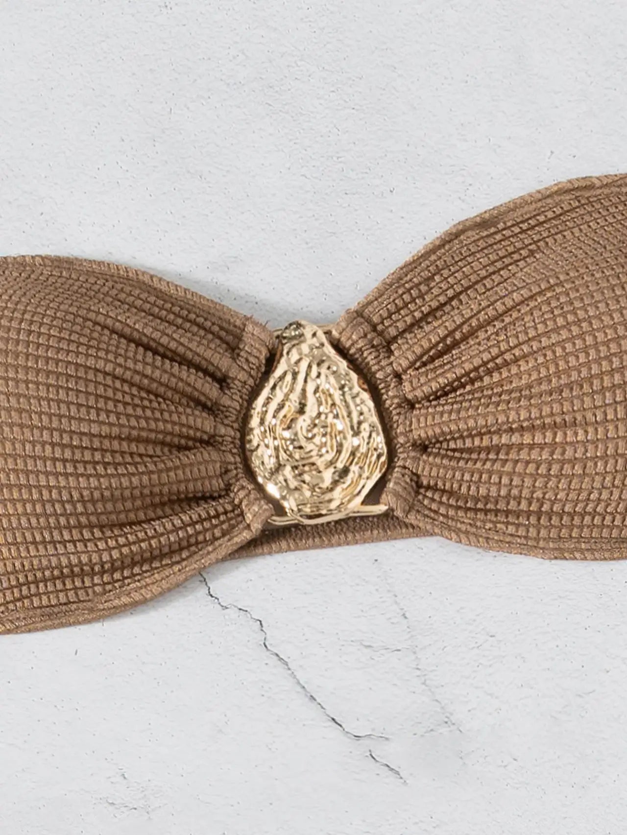 Biquíni Bandeau Sexy para Mulheres com ornamento de gota d'água de metal, blusa com bojo, saia de malha, traje de banho de 3 peças para praia